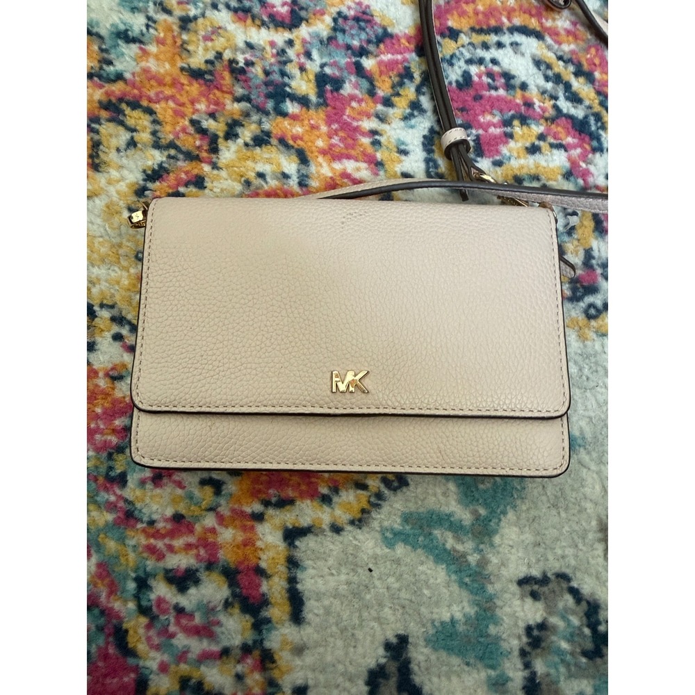 Michael Kors Pink Leather Wristlet Clutch‎ Crossbody Bag MK Logo